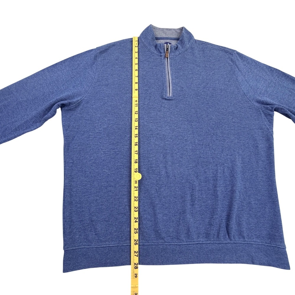 Johnnie-O 1/4 Zip Pullover Men XL Helios Blue Cotton Lyocell Heathered JMKO1460 - Picture 10 of 11
